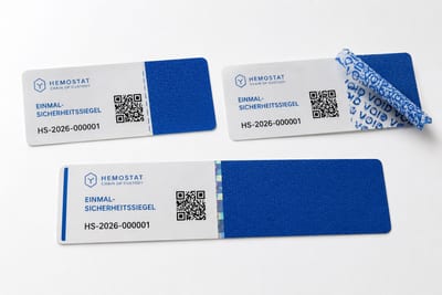 Hemostat-Einmal-Sicherheitssiegel mit QR-Code und Seriennummer